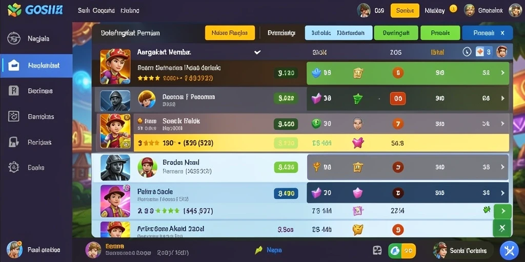 Tangkapan layar dari komunitas pemain dan leaderboard.